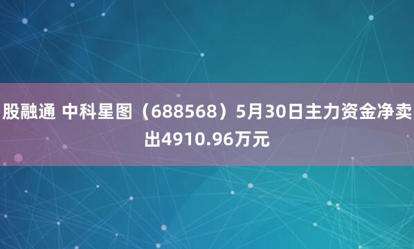 股融通 中科星图（688568）5月30日主力资金净卖出4910.96万元